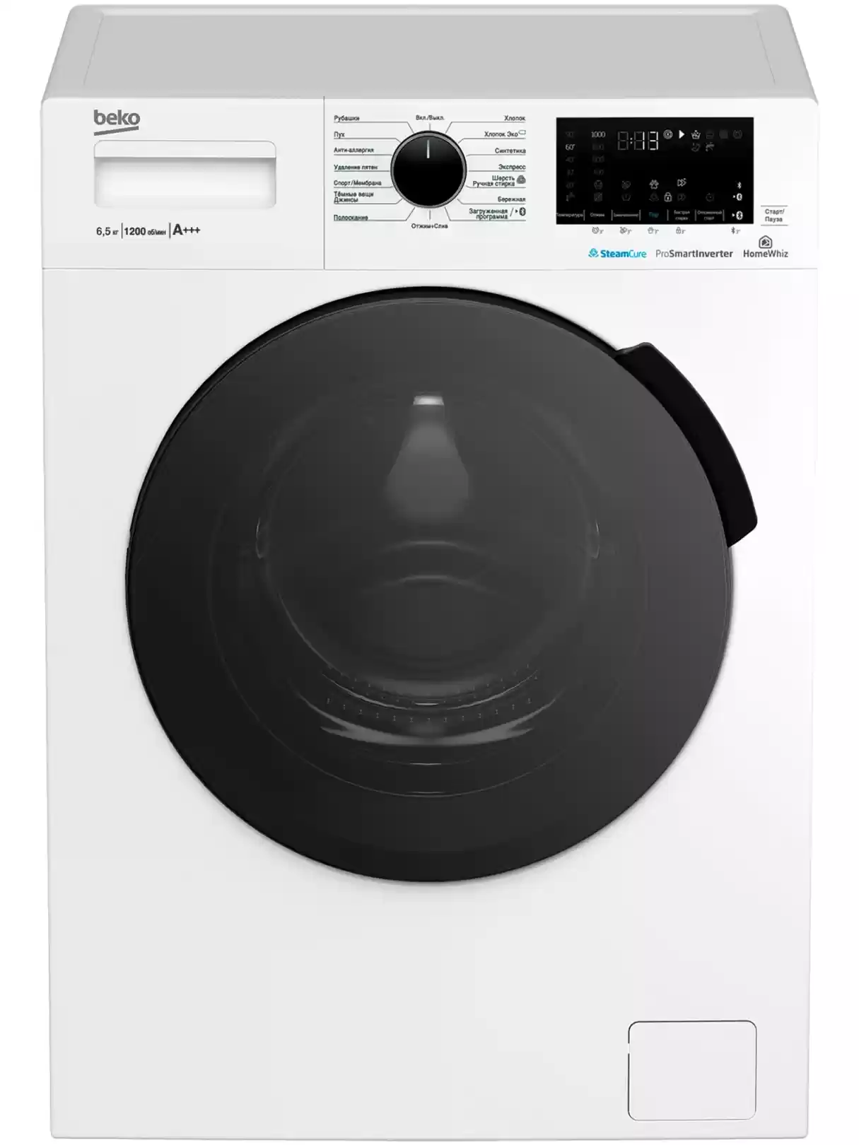 Стиральная машина Beko WSPE6H616W (40-44см / 6,5кг / 1200об / пар SteamCure / HomeWhiz®(Bluetooth) / Инверторный мотор ProSmart™ / A+++)-0