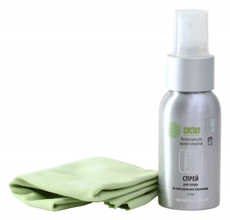 Чистящий набор (салфетки + спрей) Cactus CSP-S3001AL для экранов и оптики 1шт 25х25см 50мл-0