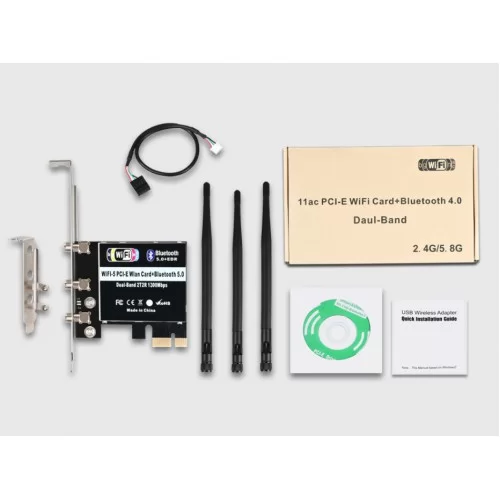 Беспроводной адаптер Ks-is KS-788 Wi-Fi 5 AC867 Bluetooth 5.0 адаптер PCI Express	-0