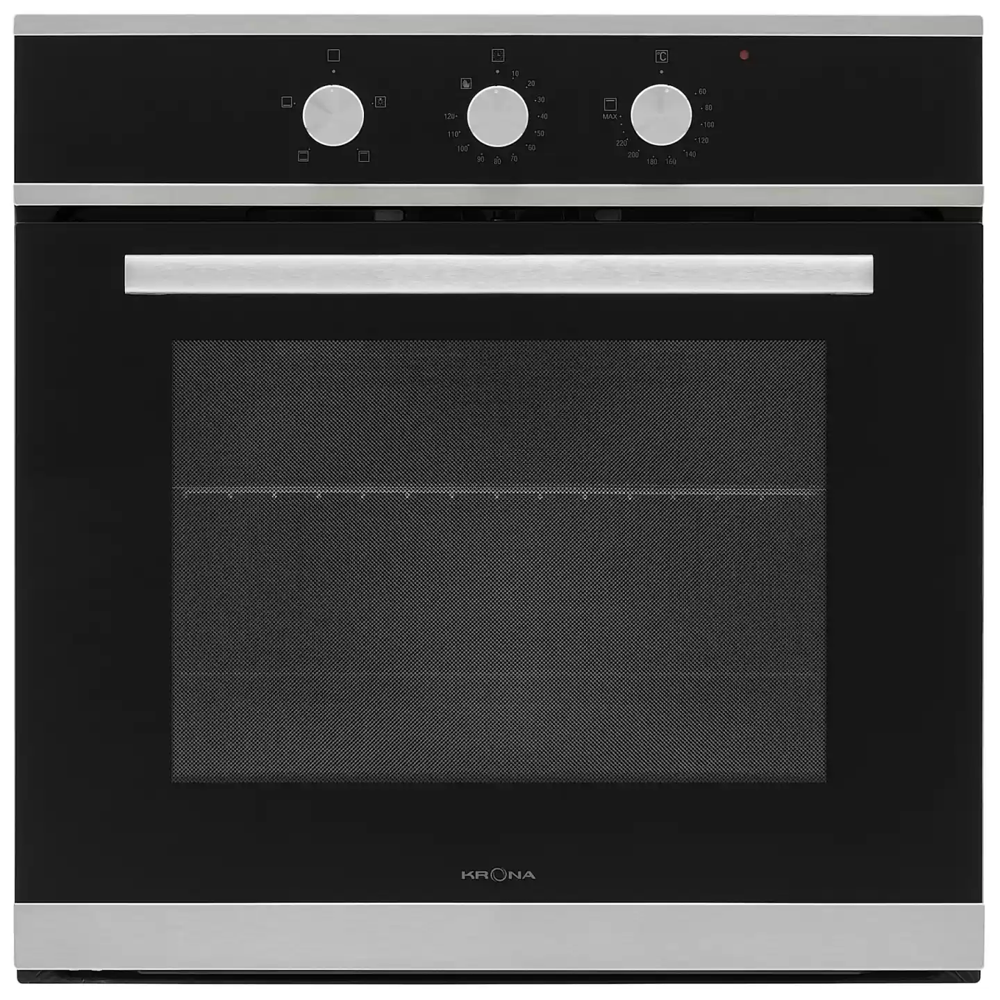 Духовой шкаф KRONA ESSENZA 60 S G2 (68 л / до 260 °C / Чёрный+нерж. сталь / Традиционная очистка / Гриль / Рельефные направляющие / А)-0