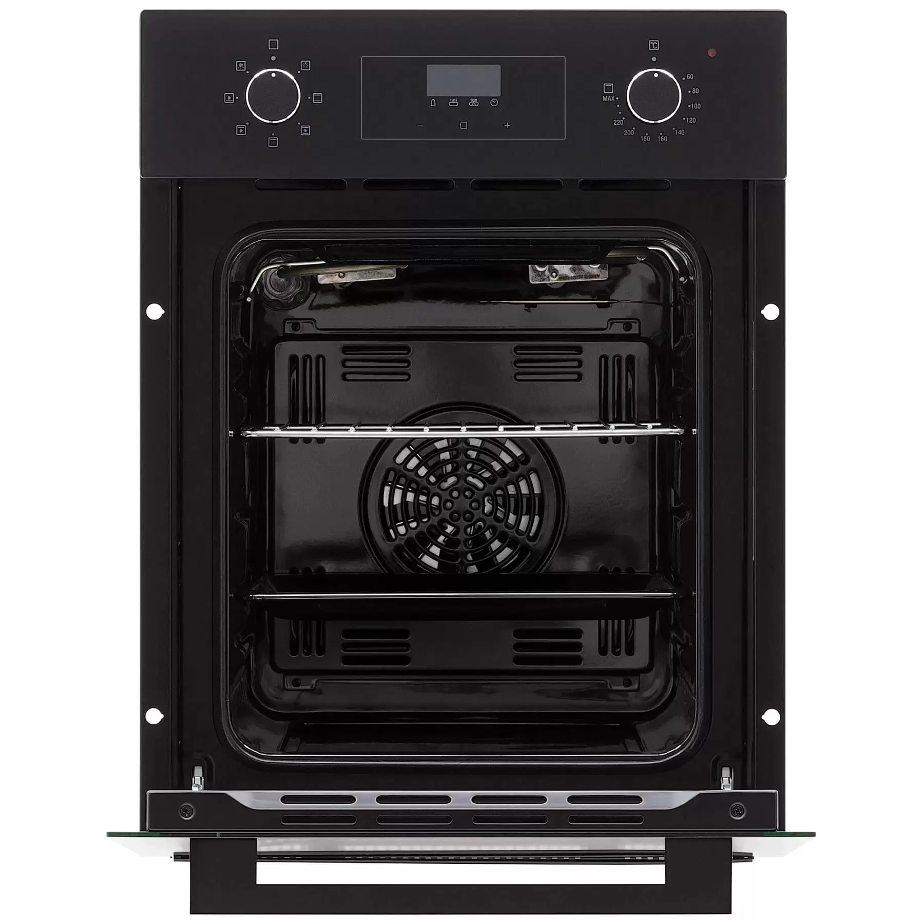 Духовой шкаф KRONA RITUS 45 BL/BL G2 (Узкий, 45 см / 45 л / до 260 °C / Чёрное стекло / Рельефные направляющие / Гриль / А)-0