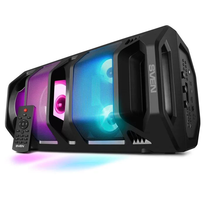 Беспроводная портативная колонка SVEN PS-670 / 65W / TWS / microSD / USB / FM / Bluetooth / Батарея 2*4400mAh / LED подсветка / караоке / Чёрный-0