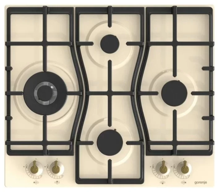 Поверхность газовая Gorenje GW6D42CLI (Classico / беж / конфорки ромбом / эмаль / чугун / WOK)-0