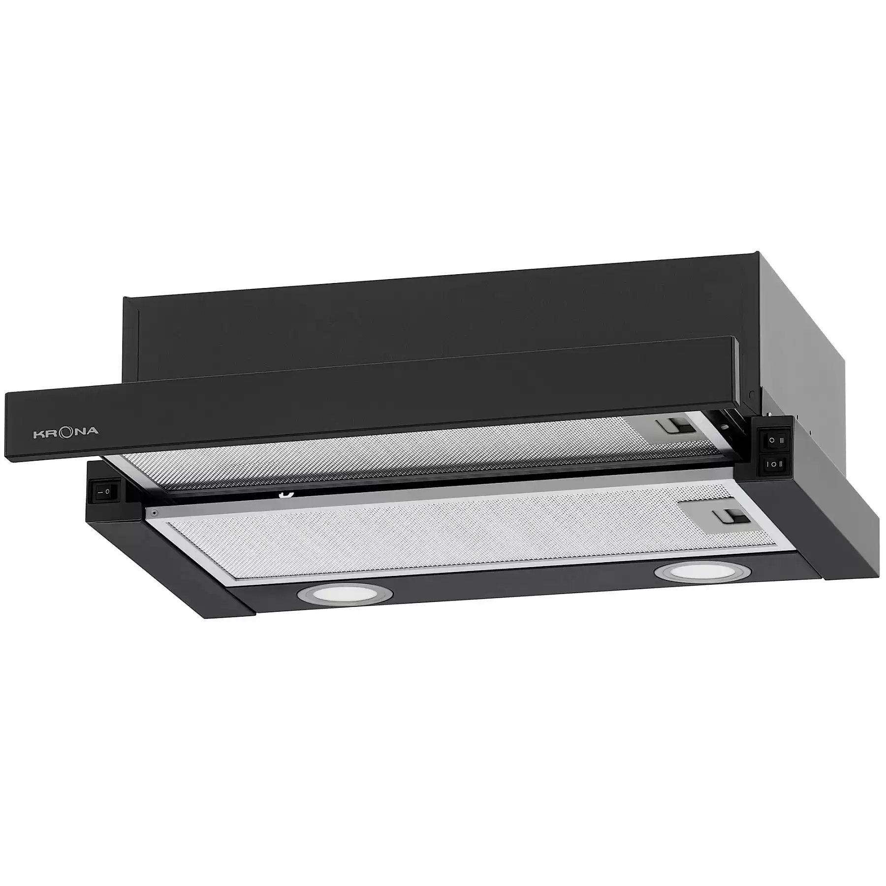 Вытяжка телескопическая KRONA KAMILLA MV 500 BLACK (600 м³/ч / 80 Вт / LED освещение 2x1,5 Вт / ширина - 49,7 см / черный / металл)-0