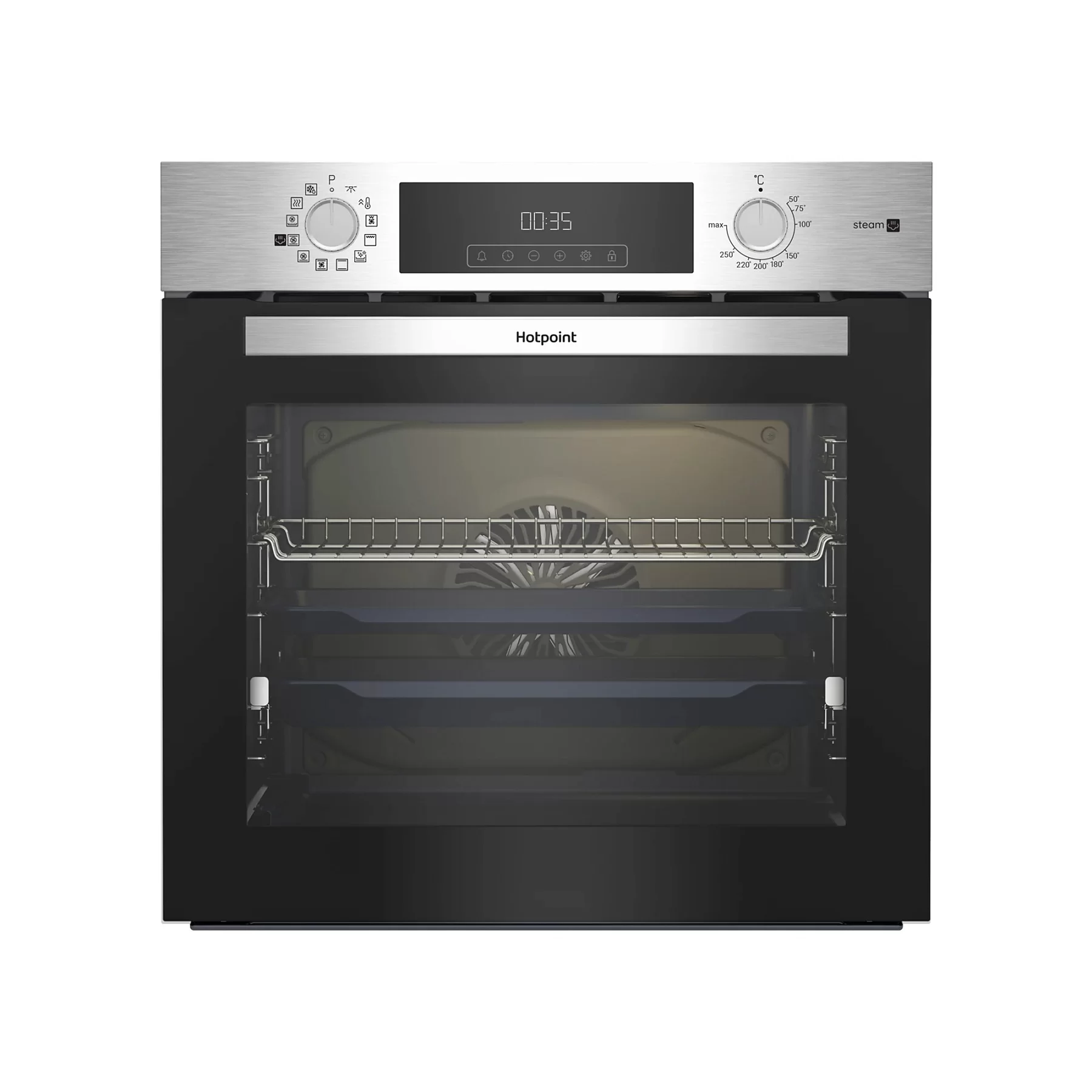 Духовой шкаф с добавлением пара Hotpoint HSTF 1231 JSAH IX (72 л / до 280°C / Нерж. сталь / Катализ / Гриль / Телескоп. направляющие (x1) / А+)-0