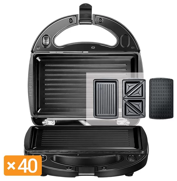 Мультипекарь Redmond RMB-616/3 (700 Вт / гриль, сэндвичи, тонкие вафли / антипригарное покрытие / корпус - пластик)-0