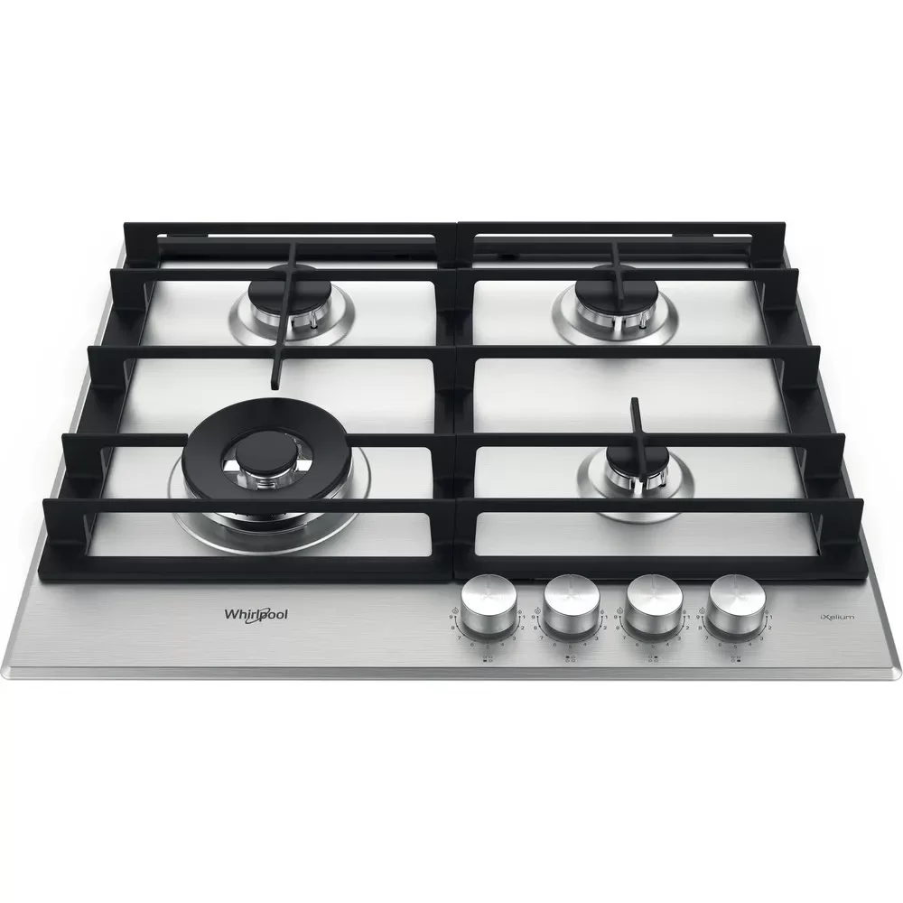 Поверхность газовая Whirlpool AKWL 628 IXL (Нерж. сталь / 4 конфорки / Чугунные решетки / iXelium / Электроподжиг / Газ контроль)-0