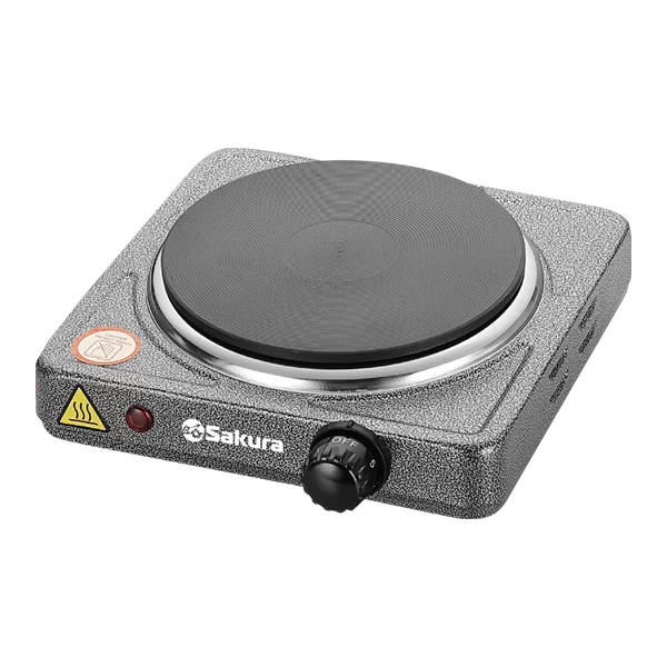 Плитка электрическая Sakura ПЭ-01 (1 конфорка/ чугун/ дисковый нагреватель/ мощность 1000 Вт/ графитовый)-0