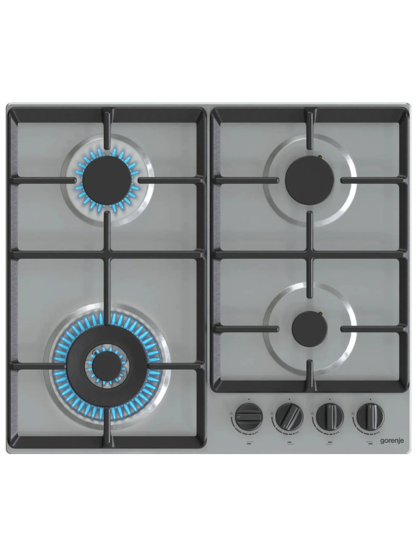 Поверхность газовая Gorenje GW641EBX (Essential / Нержавеющая сталь / Чугун / XtraSurface / WOK)-0