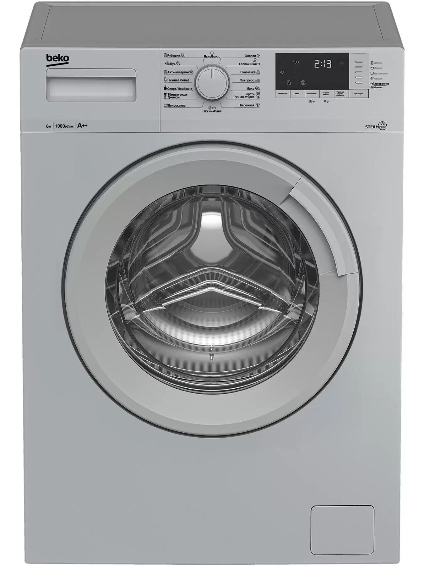 Стиральная машина Beko WSRE6512ZSS (40-44см / 6кг / 1000об / пар / A / Серебристый)-0