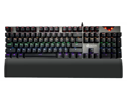 Проводная игровая клавиатура Oklick 935G, (Полноразмерная/Механическая/Кабель 1.2м), Черная-0