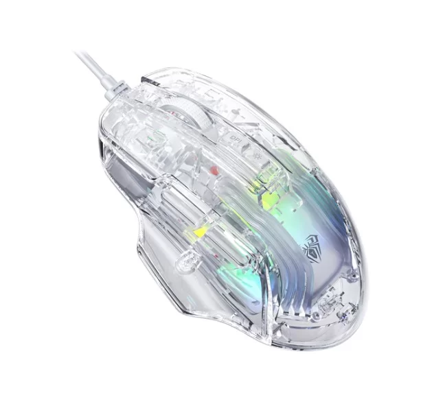 Игровая  мышь AULA S80, 7200dpi, LED подсветка, прозразная-0