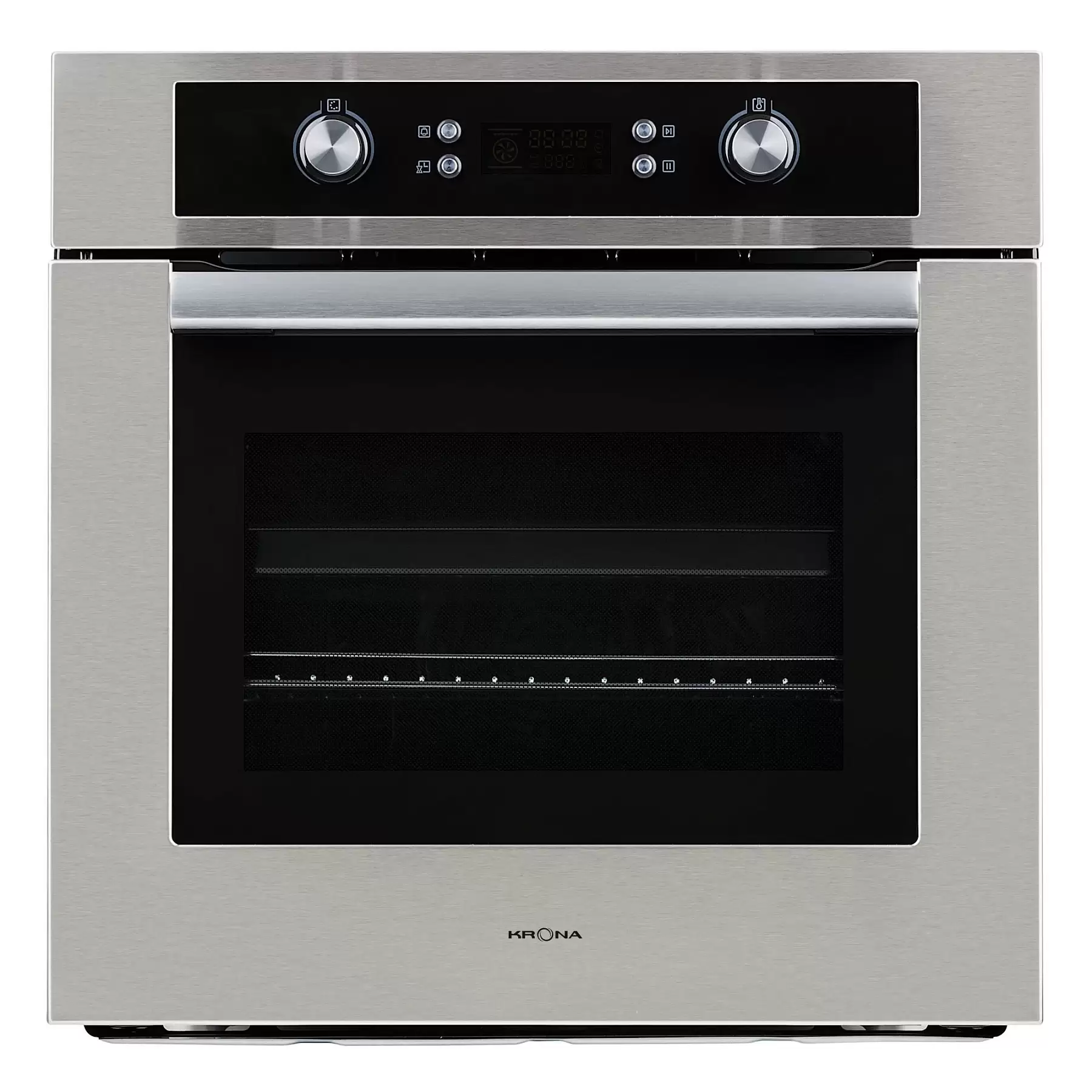 Духовой шкаф KRONA BELCANTO 60 IX (76л / до 250 °C / Нерж. сталь / Традиционная очистка / Гриль / Телескоп. направляющие (x1) / А)-0