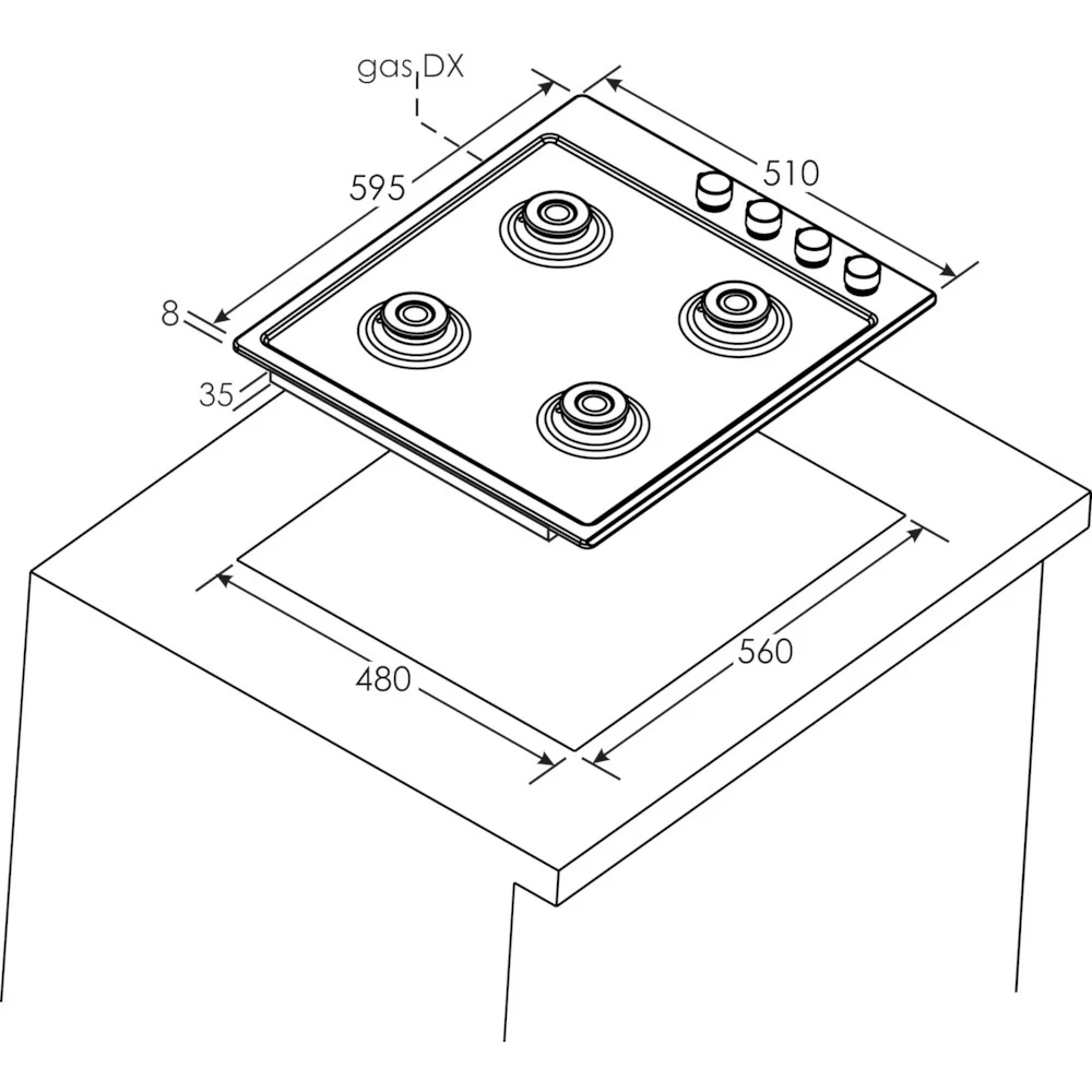 Поверхность газовая Candy CHG6LX (Smart / Нерж / Сталь / Чугун)-5