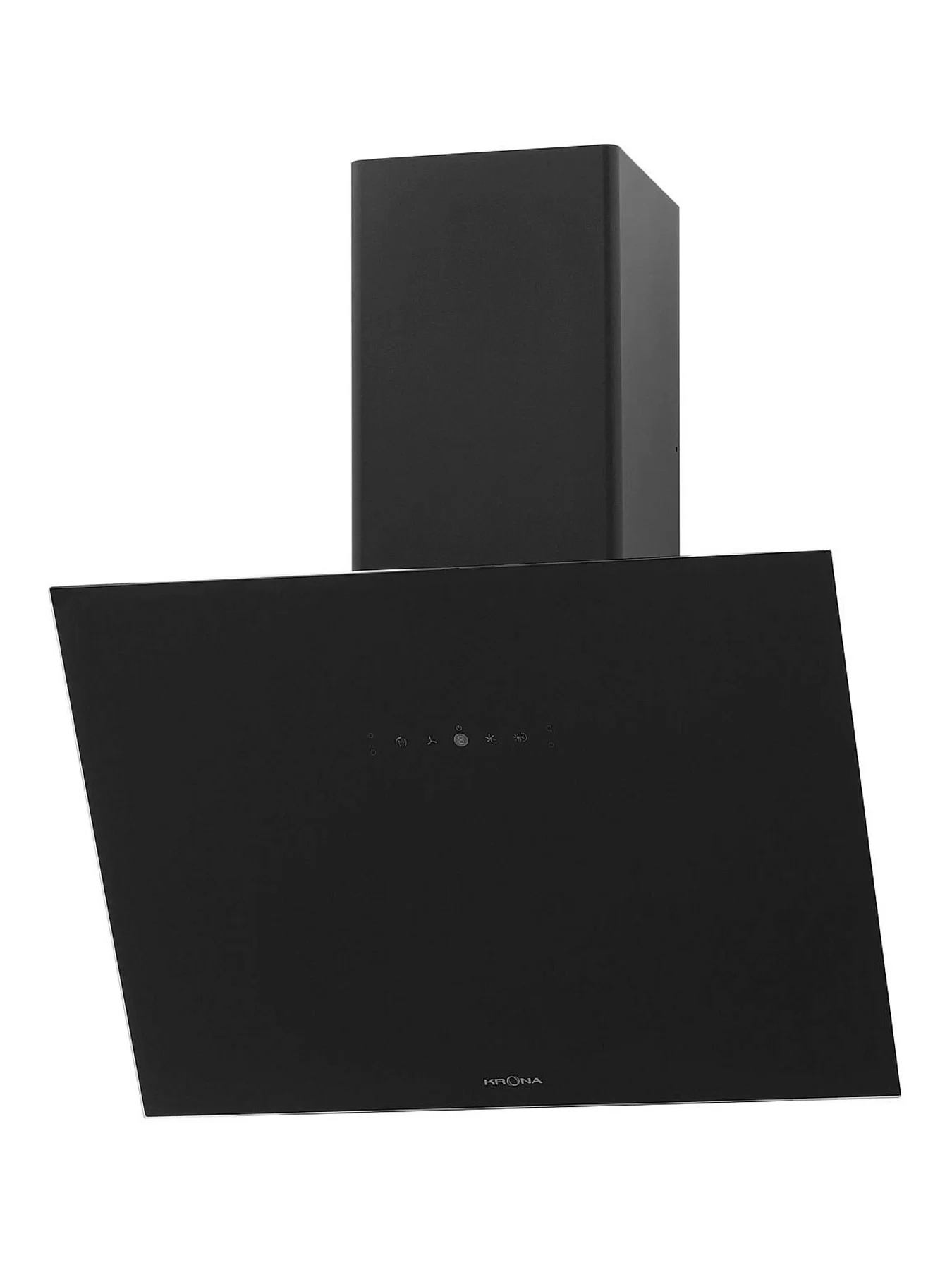 Вытяжка наклонная KRONA BELINDA 600 black SGC (850 м³/ч / 62 Вт / LED освещение 2x1 Вт / ширина - 59.6 см / чёрное стекло)-0