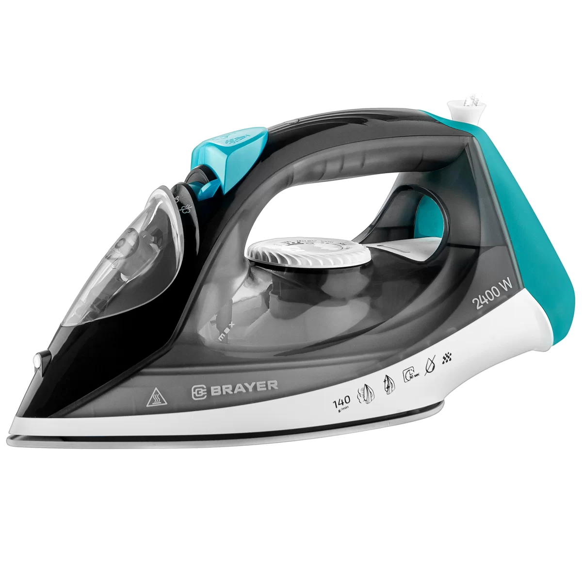 Утюг Brayer BR4008 серый/зелёный (2400 Вт/ подошва - керамика / паровой удар - 140 г/мин/ 1,9 м/ автоотключение)-0