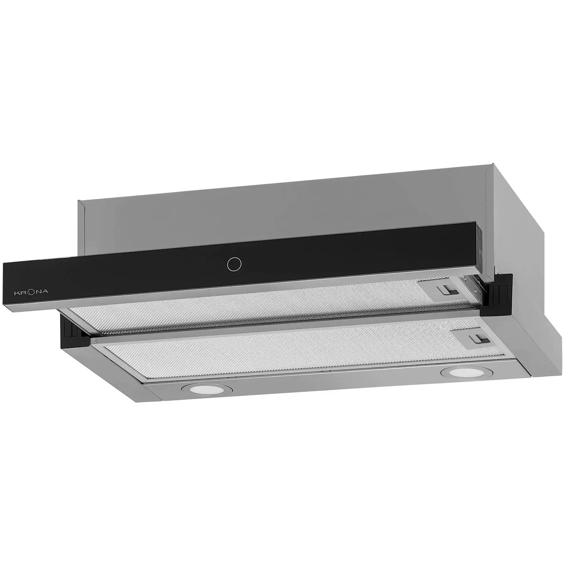 Вытяжка телескопическая KRONA KAMILLA T SENSOR 600 Inox (740 м³/ч / 65 Вт / LED освещение 2x1,5 Вт / ширина - 59,7 см / нерж. сталь + черный / металл)-0
