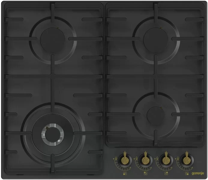 Поверхность газовая Gorenje GW642CLB (Classico / черный / нержавеющая сталь / чугун / WOK)-0