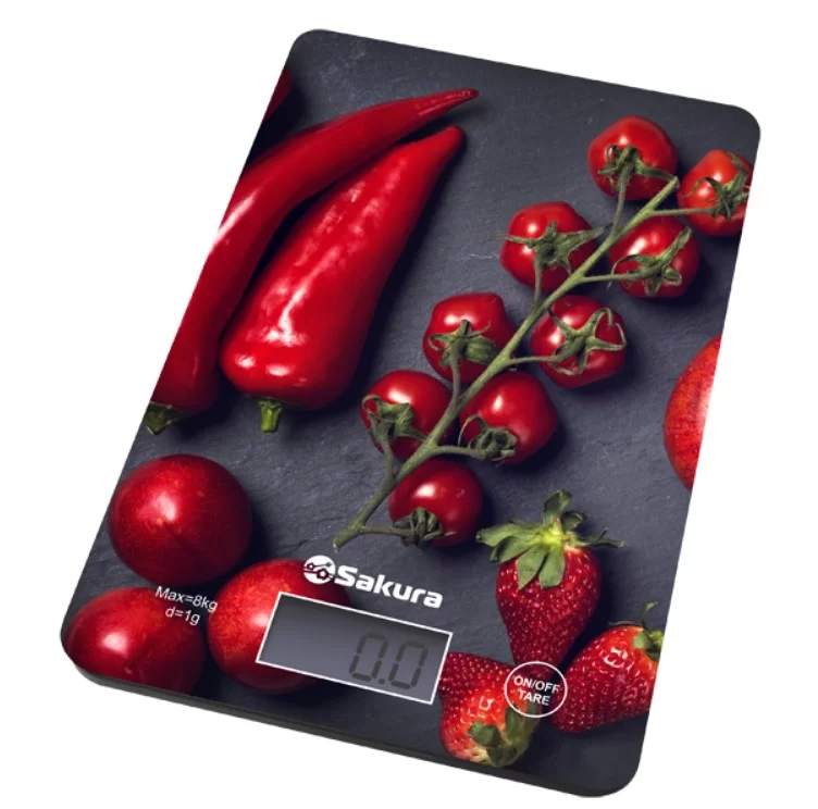 Весы кухонные Sakura SA-6077BS (электронные/ платформа/ предел 8 кг/ точность 1 г/ тарокомпенсация)-0