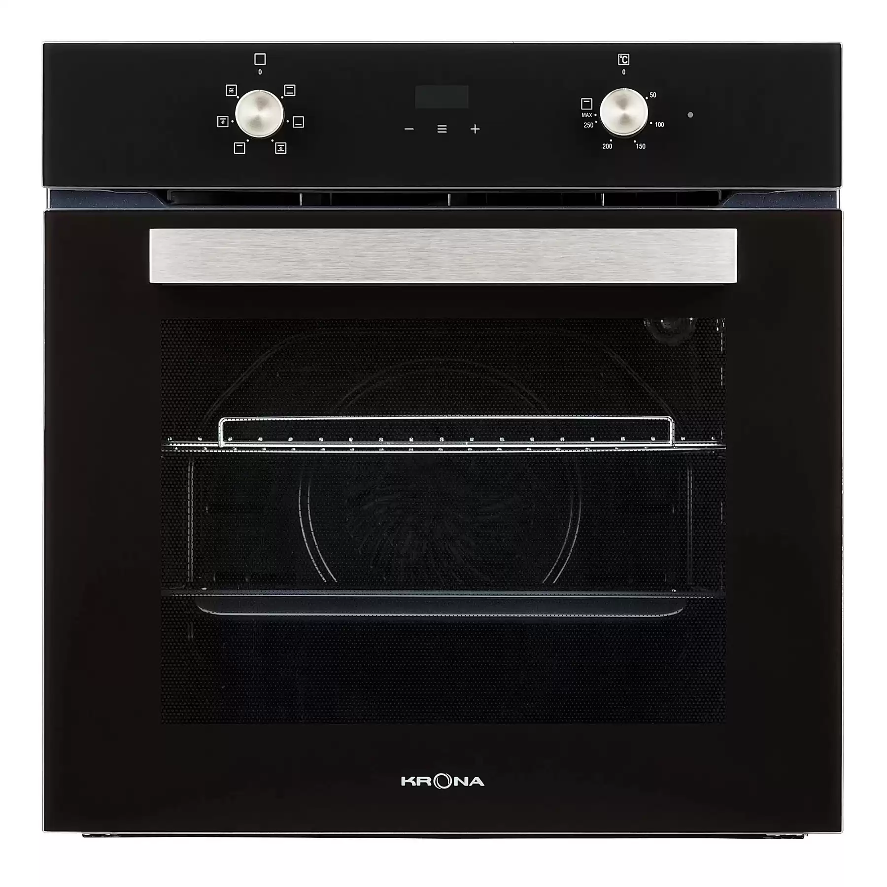 Духовой шкаф KRONA REGINA 60 BL (72 л / до 260 °C / Чёрное стекло / Традиционная очистка / Гриль / Рельефные направляющие / А)-0