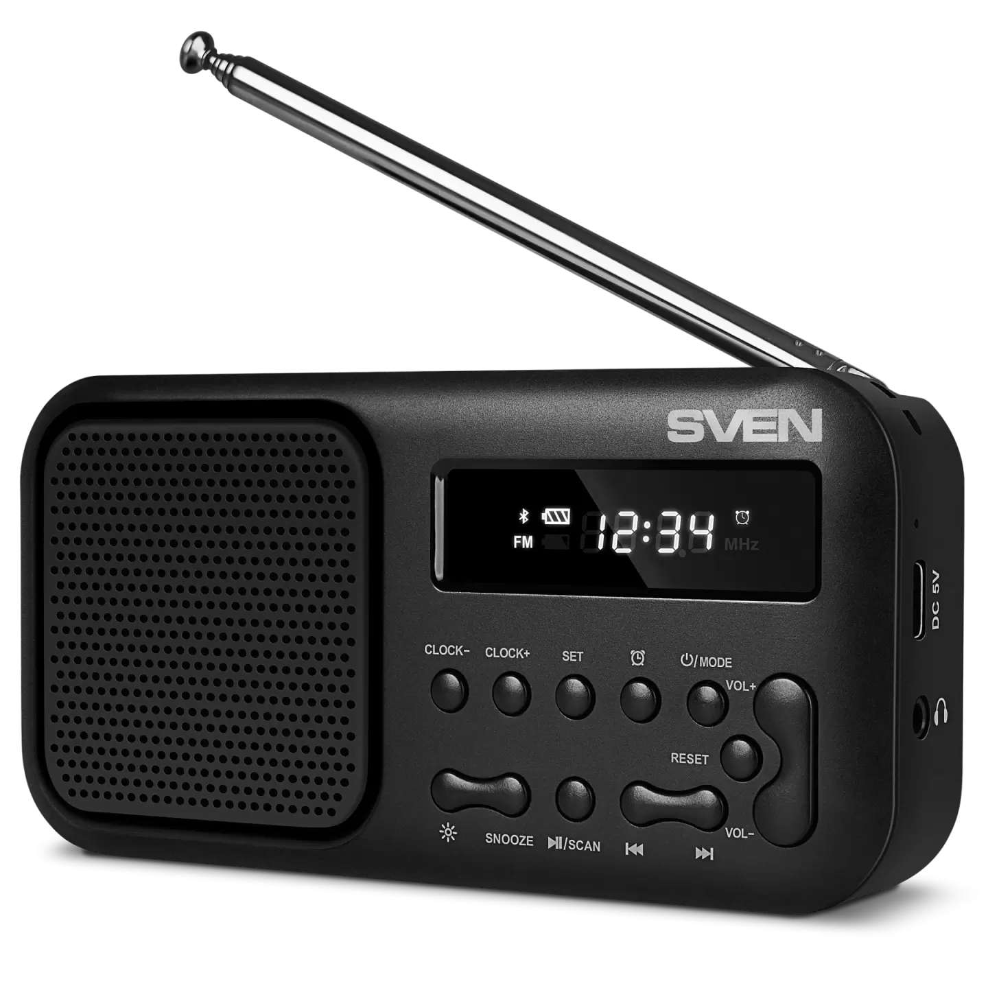 Радиоприемник SVEN SRP-50 / 3W / Bluetooth / LED-экран / Часы / Будильник / Батарея - 500 mAh / Черный-0
