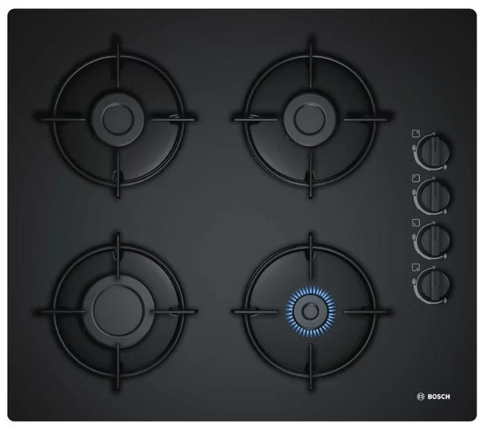 Поверхность газовая Bosch POP6B6B10 (Serie 2 / чёрная / закалённое стекло / стальные решетки)-0