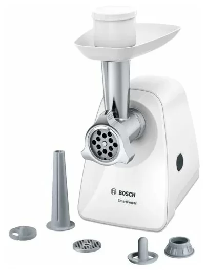 Мясорубка Bosch MFW2520W (1500 Вт / 1,7 кг/мин / корпус - пластик / 2 насадки / белый)-0