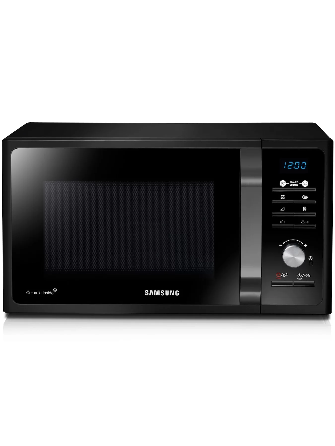 Микроволновая печь Samsung MG23F301TAK (23 л, 800 Вт, переключатели поворотный механизм, кнопки, гриль, дисплей, черный)-0