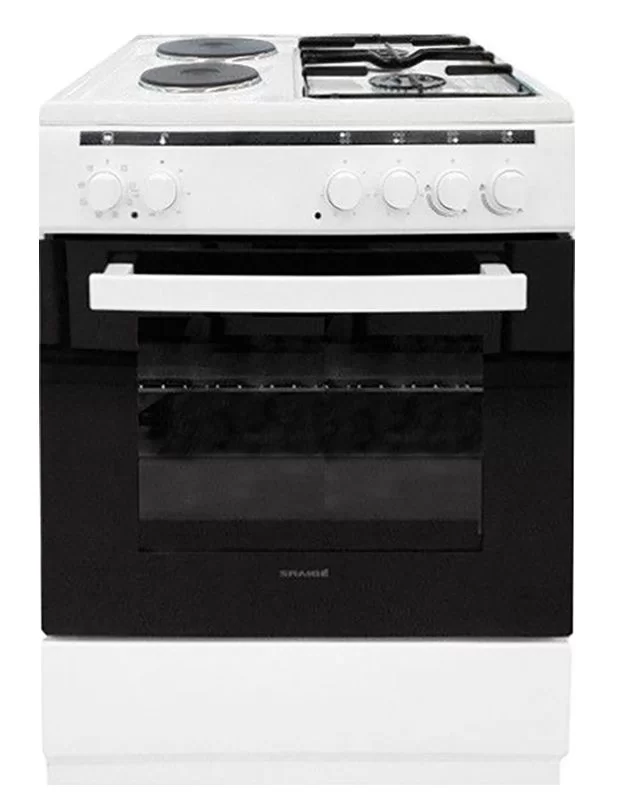 Плита газоэлектрическая комбинированная Snaige SNG-68R-85 (Белая / духовка - 65 л / 2 газ. конфорки / 2 электр. конфорки / электроподжиг /газконтроль)-0