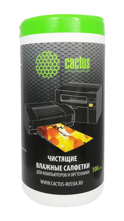 Салфетки Cactus CS-T1002 для компьютеров и оргтехники туба 100шт влажных *-0