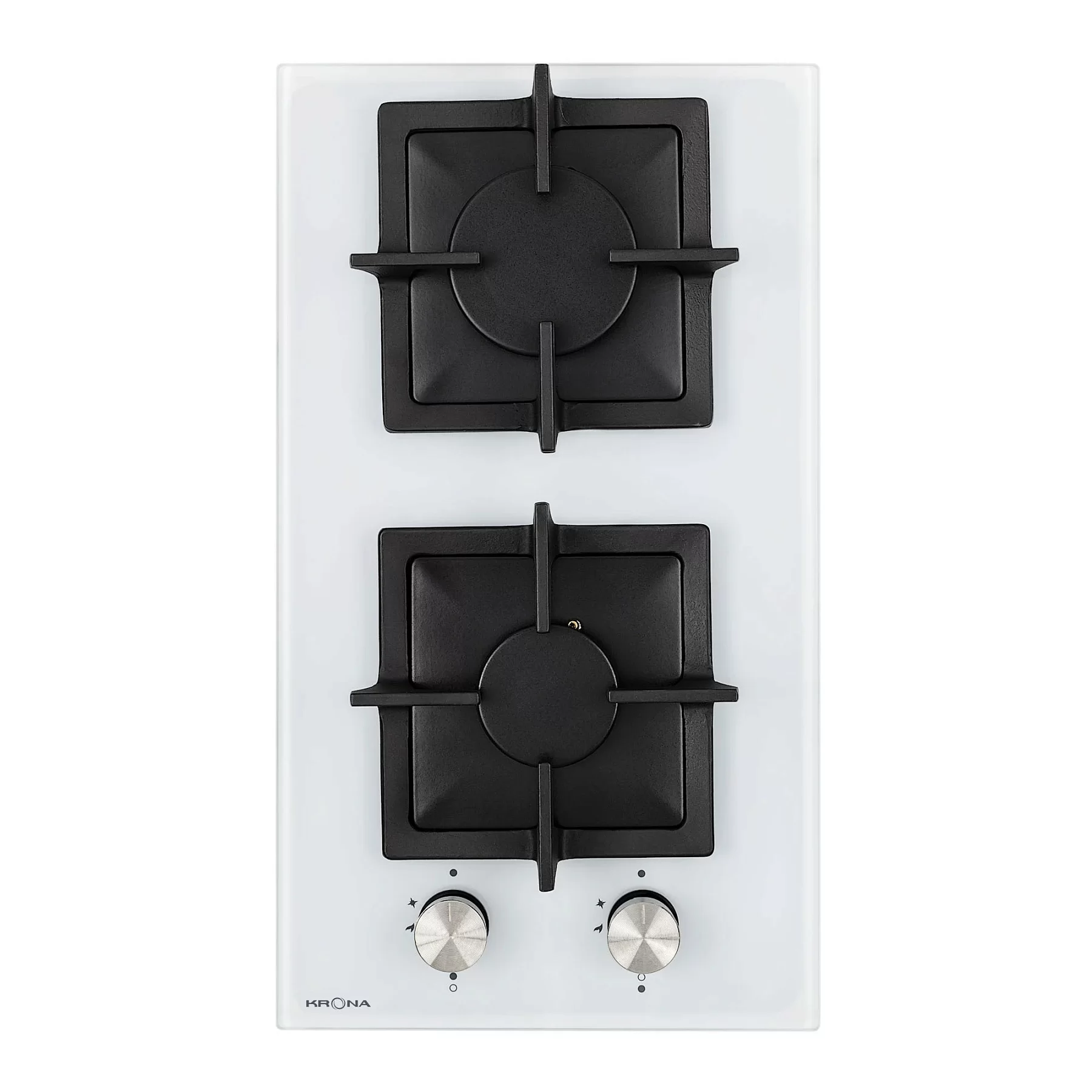 Поверхность газовая KRONA CALORE 30 WH (Белый / 2 конфорки /1,7 кВт / 2,6 кВт / закаленное стекло / чугун. реш.)-0