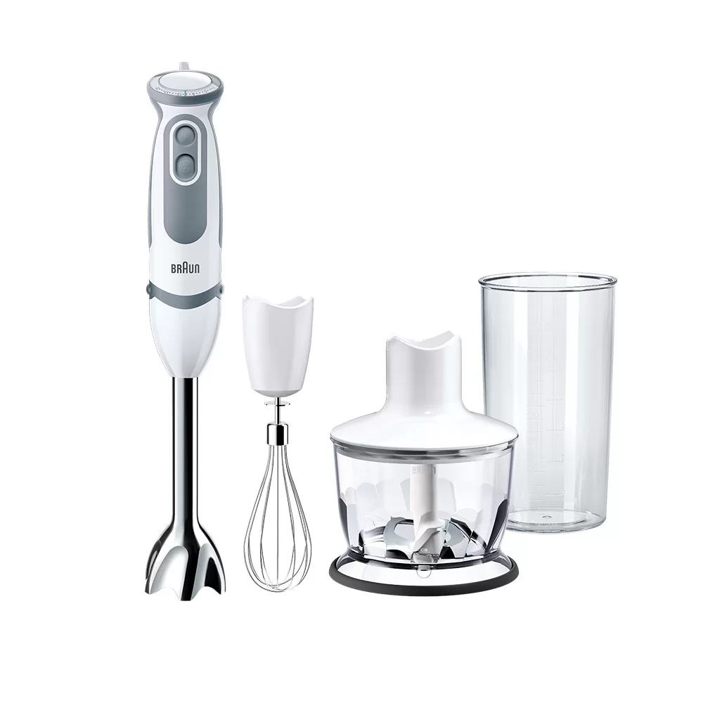 Блендер Braun Multiquick 5V MQ5235 WH (1000 Вт/ скоростей 21 / турборежим/ венчик, измельчитель, стакан)-0