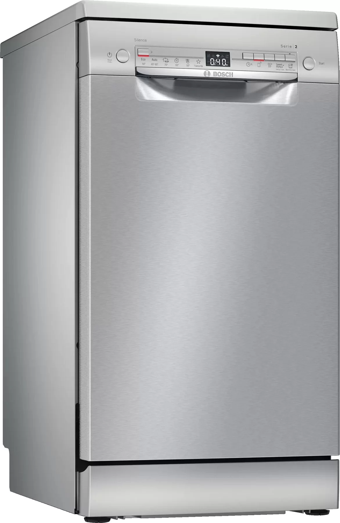 Машина посудомоечная отдельностоящая узкая Bosch SPS2XMI04E (Serie2 / 10 комплектов / Home Connect / Таймер / DuoPower /AquaStop / Серая)-0