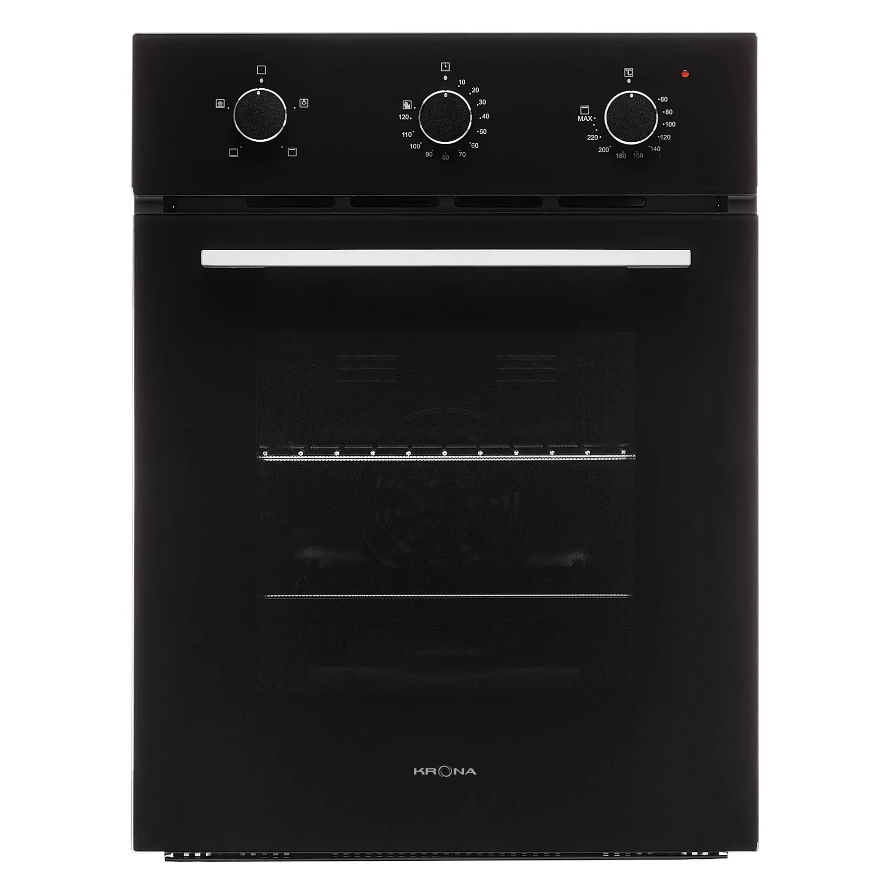 Духовой шкаф KRONA BREVE 45 BL (Узкий, 45 см / 47,5 л / до 260 °C / Чёрное стекло / Боковые направляющие / Гриль / А)-0