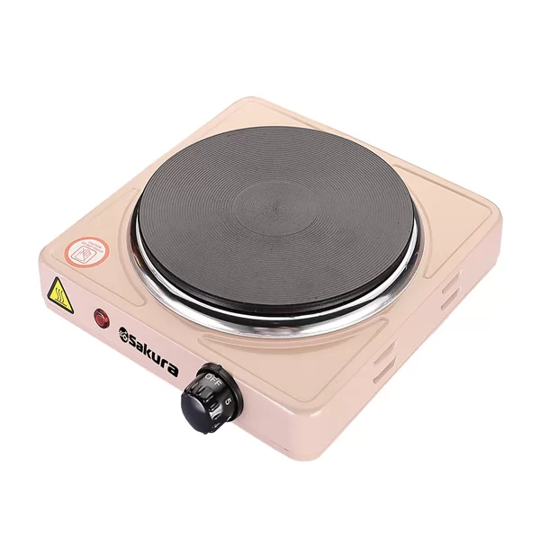 Плитка электрическая Sakura ПЭ-01C (1 конфорка/ чугун/ дисковый нагреватель/ мощность 1000 Вт/ бежевый)-0