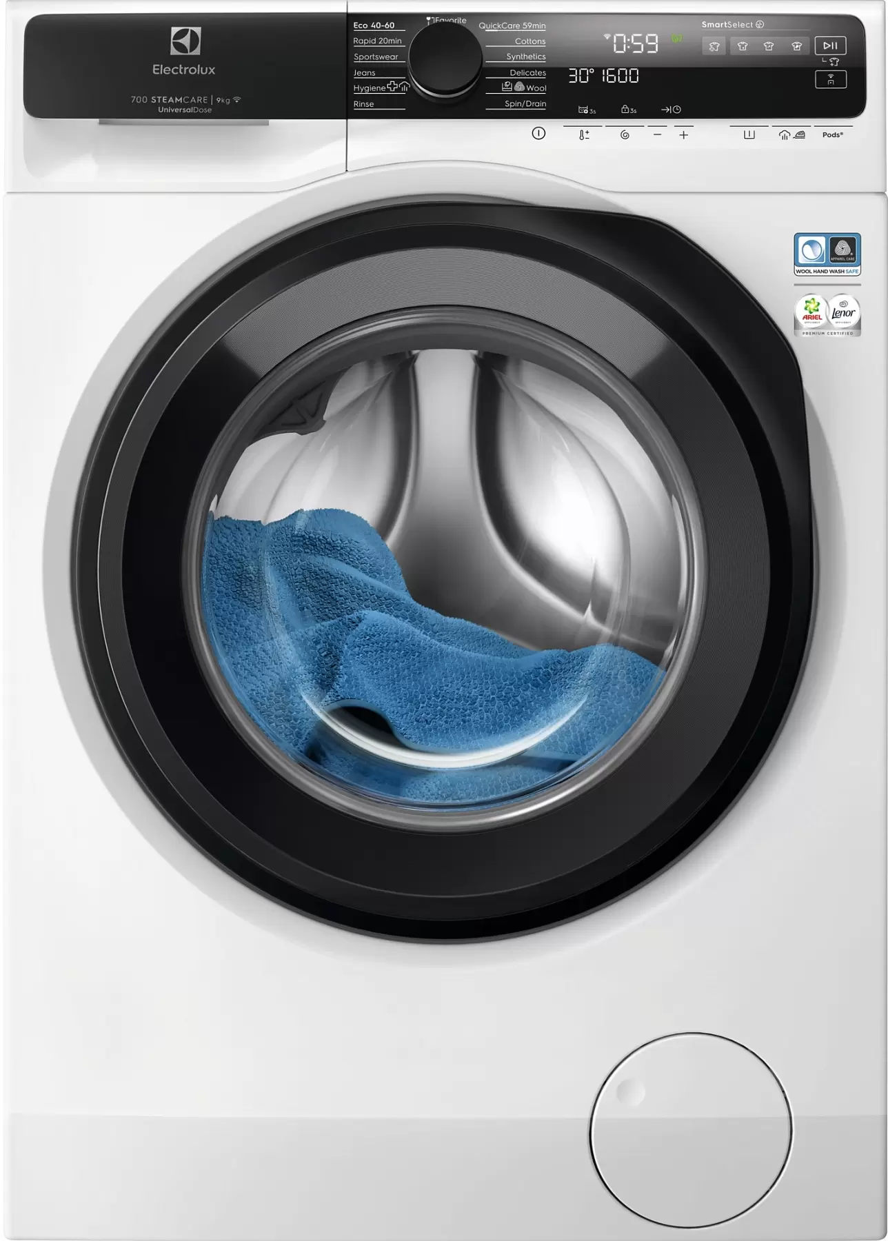 Стиральная машина Electrolux EW7F5692QE (SteamCare 700 / 63.1-66см / 9кг / 1600об / пар / UniversalDose / Wi-Fi / Inverter / А+++)-0