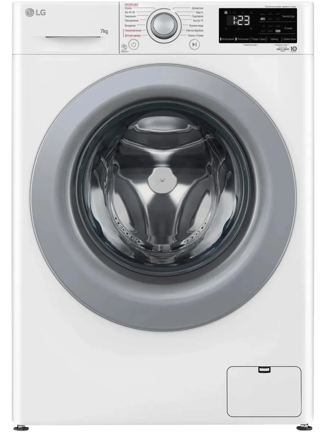 Стиральная машина LG F2V3HS4W (47,5см / 7кг / 1200об / пар / Tub Clean / Inverter Direct Drive / A)-0