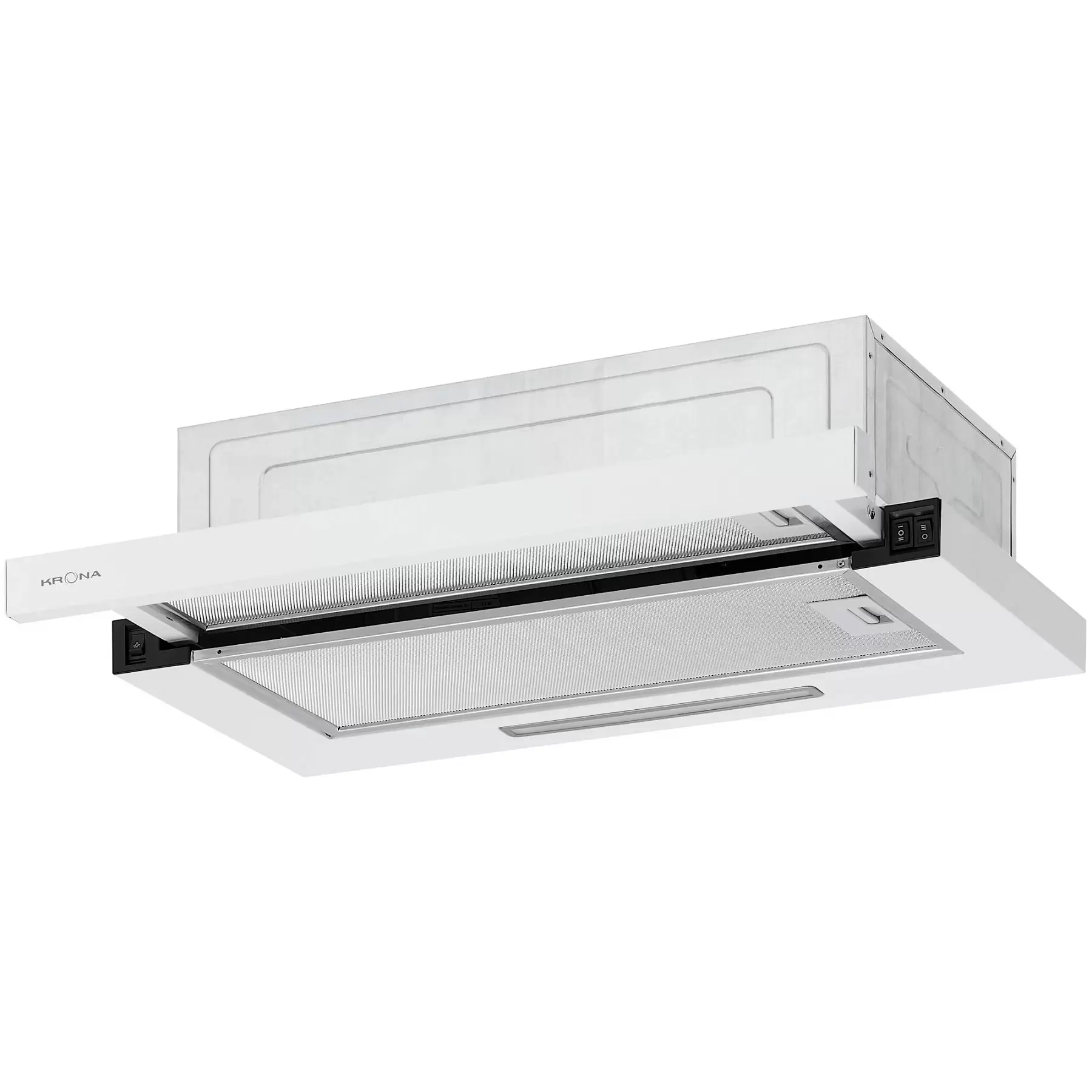 Вытяжка телескопическая KRONA KERRY E 600 WHITE PB V2 (660 м³/ч / 85 Вт / LED освещение 2x1 Вт / ширина - 59,7 см / белый / металл)-0