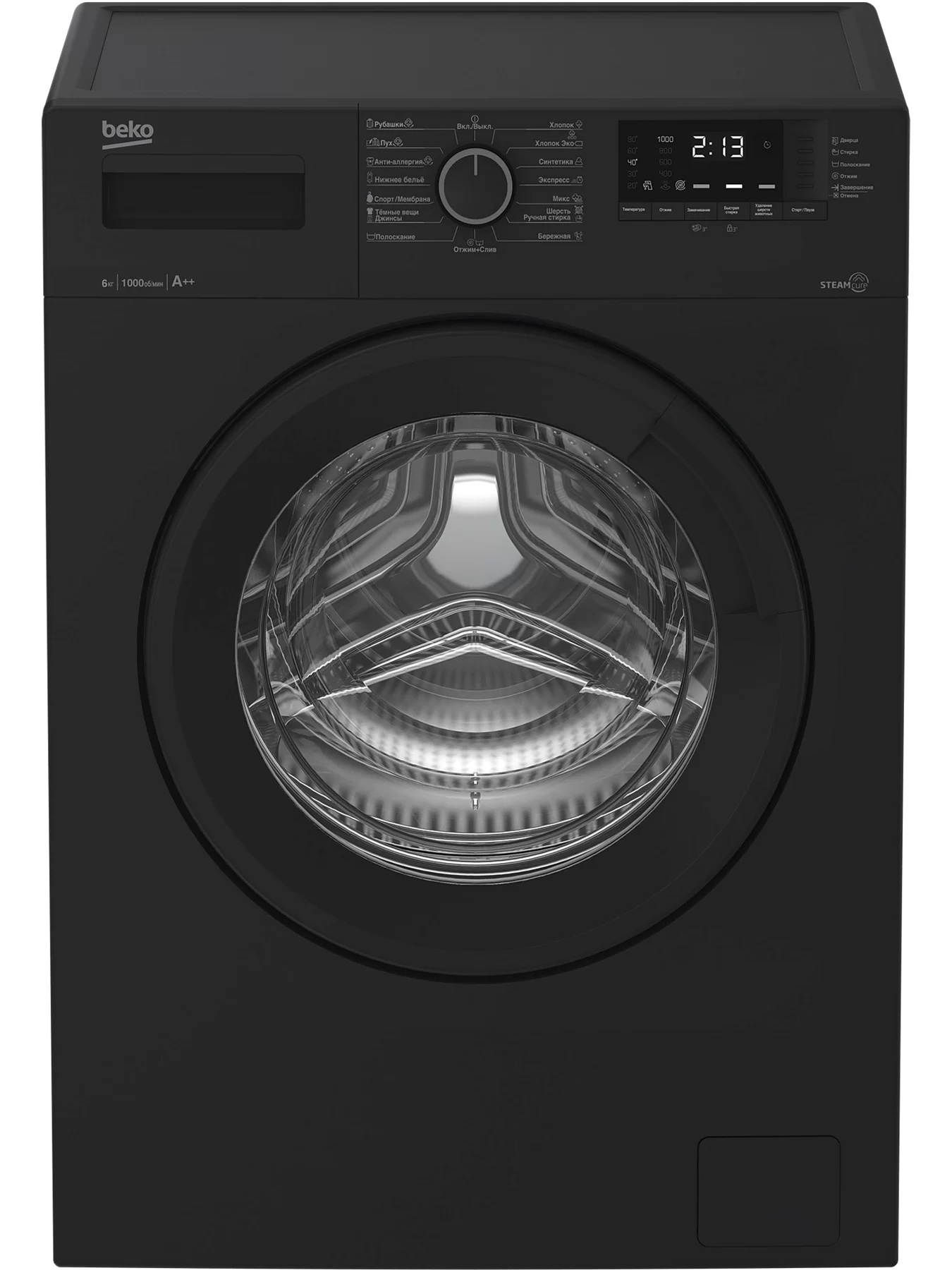Стиральная машина Beko WSRE6512ZAA (40-44см / 6кг / 1000об / пар / A / Антрацит)-0