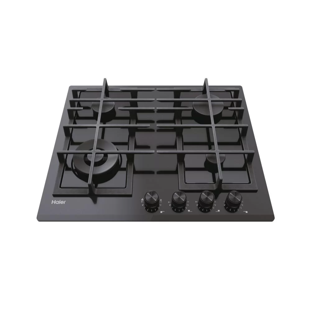 Поверхность газовая Haier HAVG6BF4HB/1 (Gas On Glass Series 4 / черный / закаленное стекло / чугун. решетки / 4 конфорки / газконтроль / Preci Flame)-0