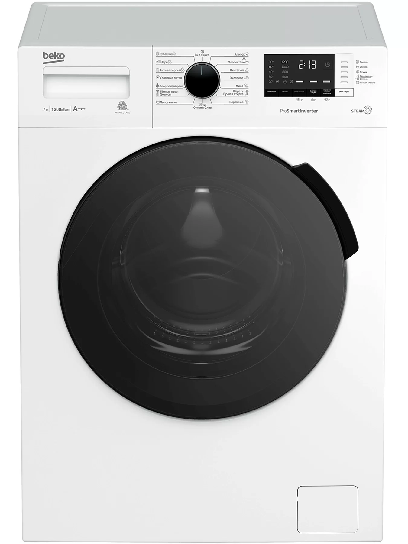 Стиральная машина Beko RSPE78612W (49см / 7кг / 1200об / пар SteamCure™ / OptiSense® / Инверторный мотор ProSmart™ / A+++)-0