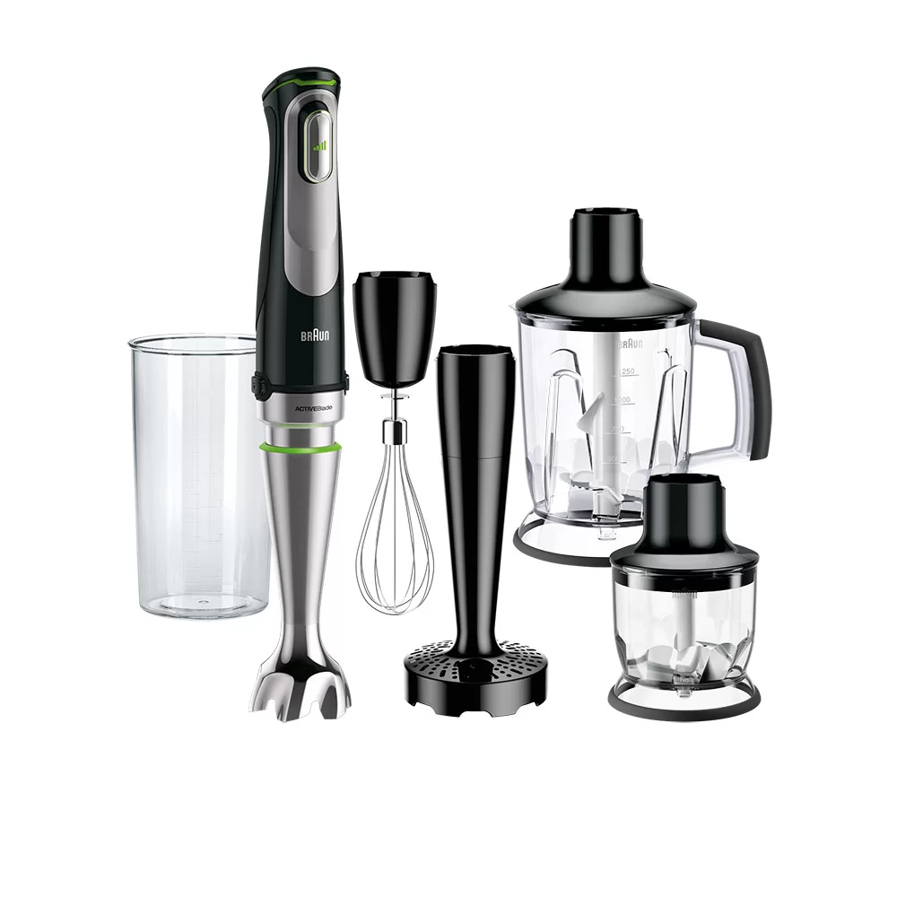 Блендер Braun Multiquick 9 MQ9147X (1200 Вт/ скоростей 3/ турборежим/ венчик, измельчитель, кувшин, пюре, стакан)-0