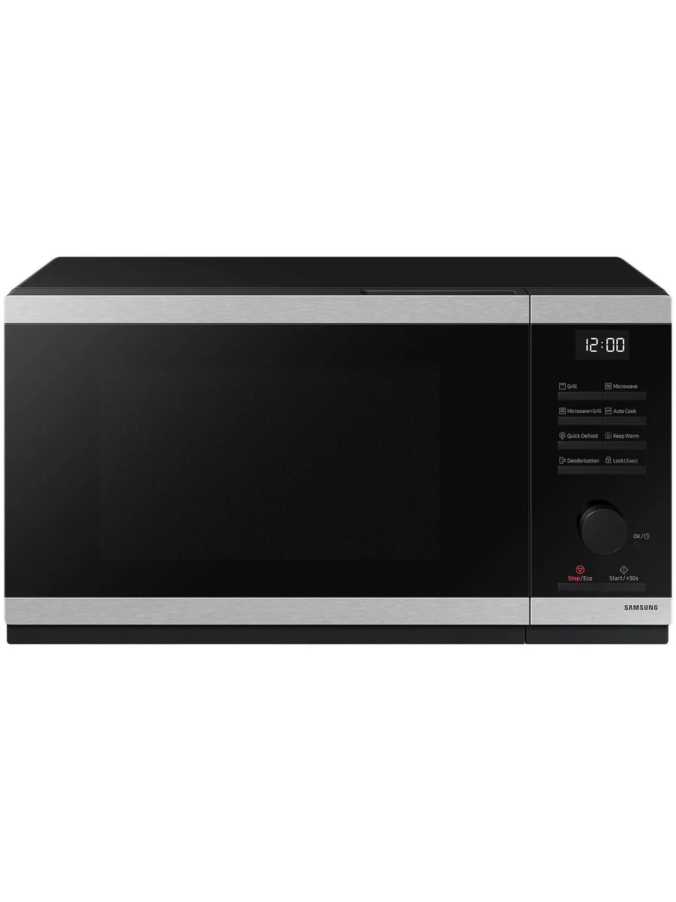 Микроволновая печь Samsung MG23DG4524ATE2 (23 л, 800 Вт, переключатели поворотный механизм, кнопки, гриль 1150 Вт, дисплей, черный/нерж. сталь)-0