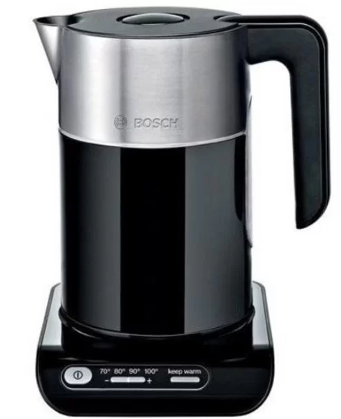 Чайник Bosch TWK8613P (2400Вт / 1,5л / металл / черный / контроль температуры)-0