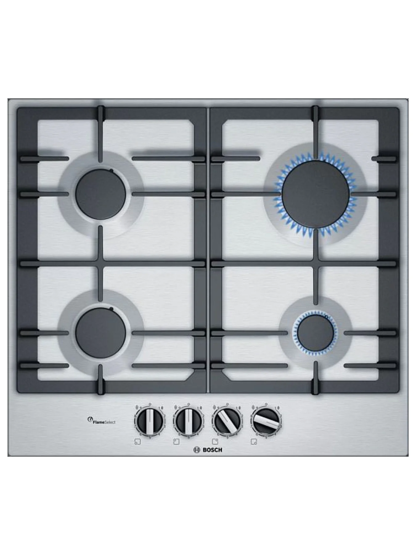 Поверхность газовая Bosch PCP6A5B90 (Serie6 / нерж / чугун / FlameSelect)-0