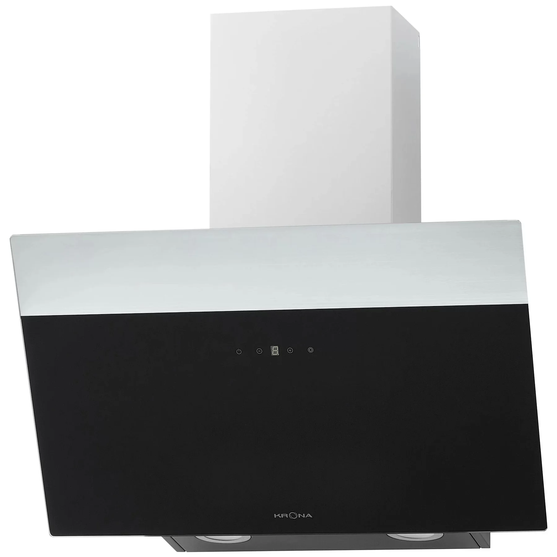 Вытяжка наклонная KRONA KRISTEN A 600 black S (1050 м³/ч / 210 Вт / LED освещение 2x1 Вт / ширина - 59.5 см / чёрный + нерж. сталь)-0