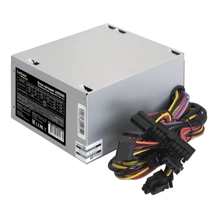 Блок питания ExeGate 750W UNS750 ATX (кабель 220V в комплекте), ATX, PC, 12cm fan, 24pin, 4+4pin, PCI-E, 3xSATA, 2xIDE EX292164RUS-PC-0