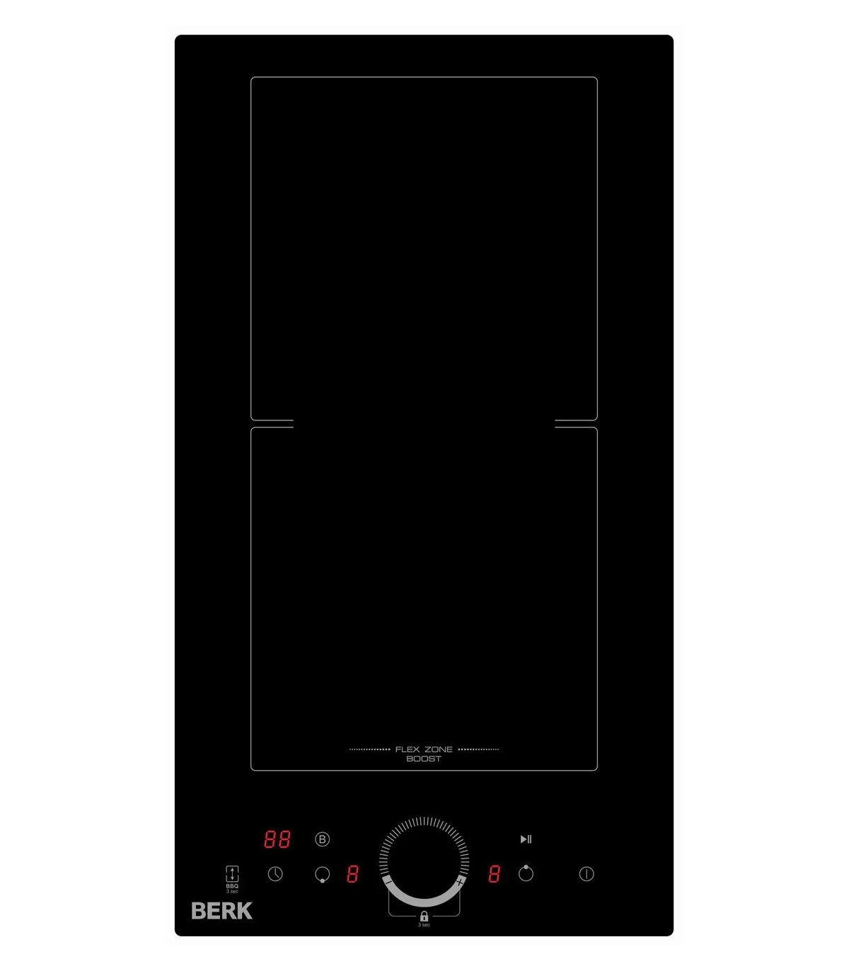 Поверхность индукционная Berk BHI-3100S/YK (Черная / стеклокерамика / 2 конфорки / Bridge Zone / Таймер / 3,5 кВт)-0