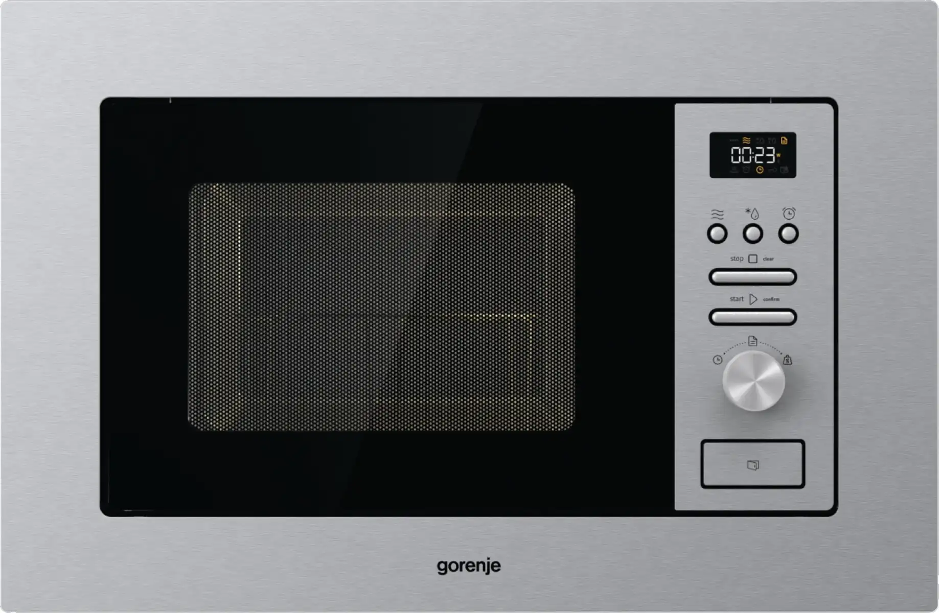 Микроволновая печь встраиваемая Gorenje BM201AG1X (Advanced / Нерж. сталь / 20 литров / ширина - 59,5 см / 800 Вт / Гриль 1000 Вт / AquaClean)-0