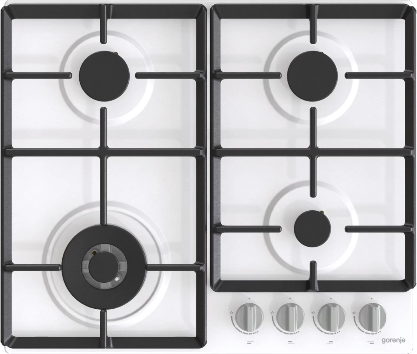 Поверхность газовая Gorenje GW641EXW (Essential / белый / нержавеющая сталь / эмаль / XtraSurface / WOK)-0